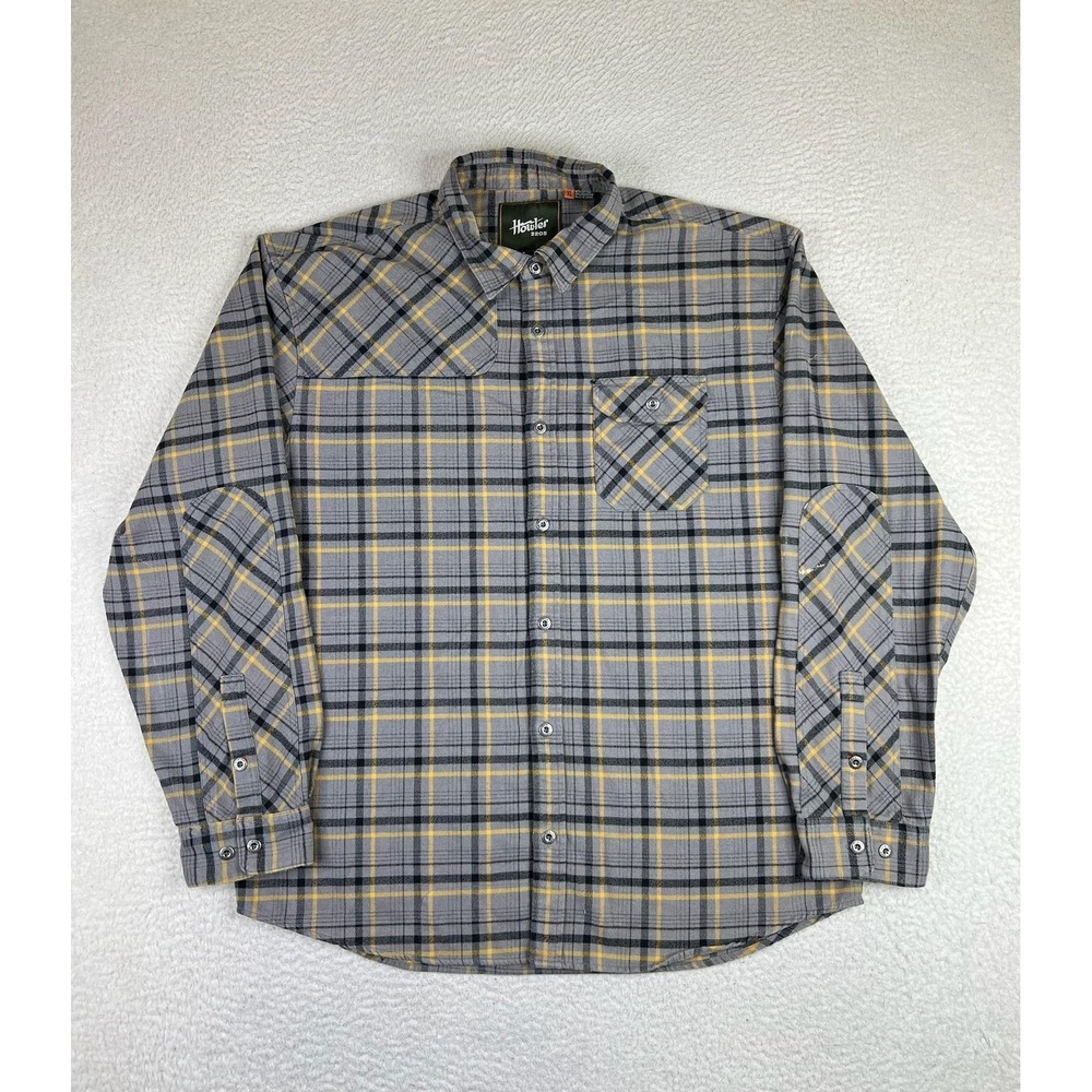 Howler Bros Shirt Mens XL Gray Plaid Flannel Long Sleeve Button Up Casual